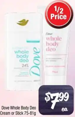 Farmer Jack's Dove Whole Body Deo Cream or Stick offer