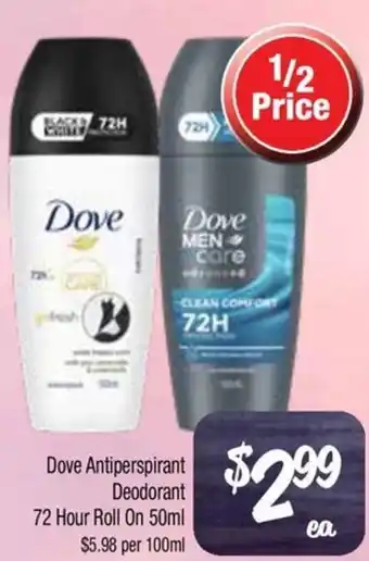 Farmer Jack's Dove Antiperspirant Deodorant 72 Hour Roll On offer