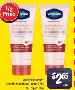 Farmer Jack's Vaseline Intensive Care Hand and Nail Lotion offer