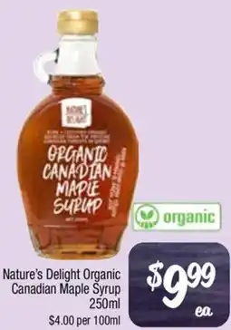 Farmer Jack's Nature's Delight Organic Canadian Maple Syrup offer