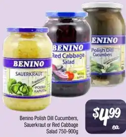 Farmer Jack's Benino Polish Dill Cucumbers, Sauerkraut or Red Cabbage Salad offer