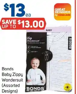 Foodland Bonds Baby Zippy Wondersuit Assorted Designs offer