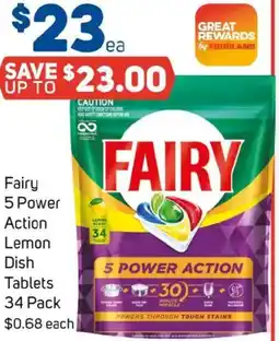 Foodland Fairy 5 Power Action Lemon Dish Tablets offer