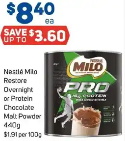 Foodland Nestlé Milo Restore Overnight or Protein Chocolate Malt Powder offer