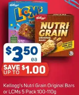 Foodland Kelloggs nutri grain original bars or lcms offer