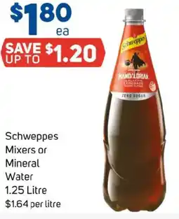 Foodland Schweppes Mixers or Mineral Water offer
