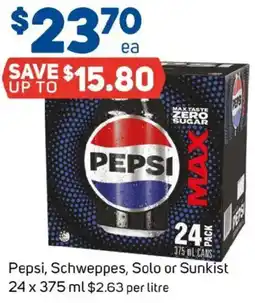 Foodland Pepsi Schweppes Solo or Sunkist offer