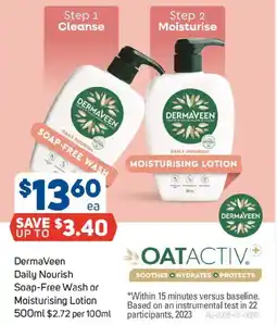 Foodland DermaVeen Daily Nourish Soap Free Wash or Moisturising Lotion offer