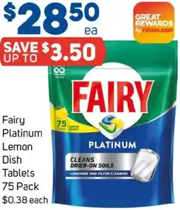 Foodland Fairy Platinum Lemon Dish Tablets offer