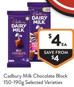 Foodworks Cadbury Milk Chocolate Block offer