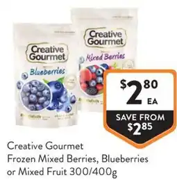 Foodworks Creative Gourmet Frozen Mixed Berries Blueberries or Mixed Fruit offer
