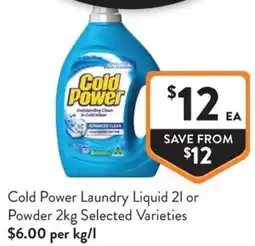 Foodworks Cold Power Laundry Liquid or Powder offer