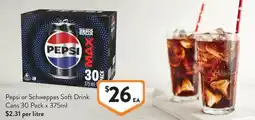 Foodworks Pepsi or Schweppes Soft Drink Cans offer
