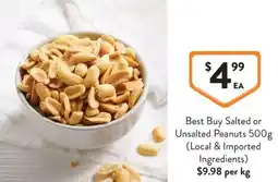 Foodworks Best Buy Salted or Unsalted Peanuts offer