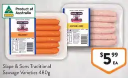 Foodworks Slape & Sons Traditional Sausage Varieties offer