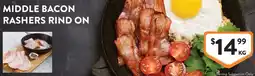 Foodworks Middle bacon rashers rind on offer