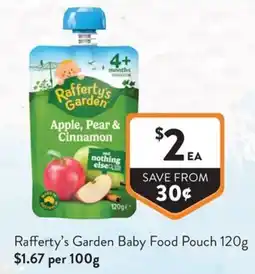 Foodworks Raffertys Garden Baby Food Pouch offer