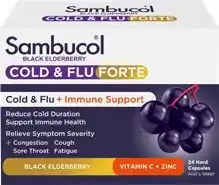 Discount Drug Stores Sambucol Black Elderberry Cold & Flu Forte + Immune Support 24 Capsules offer