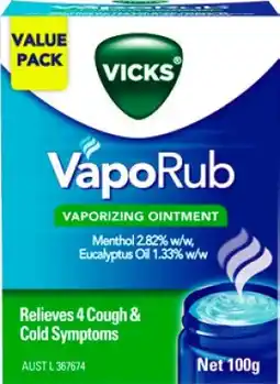 Amcal Pharmacies Vicks VapoRub Vapourising Ointment Value Pack offer