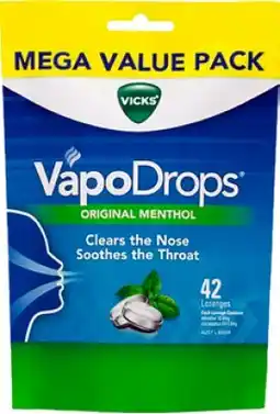 Amcal Pharmacies Vicks VapoDrops Original Menthol 42 Lozenges offer