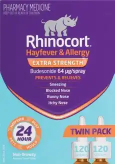 Amcal Pharmacies Rhinocort Hayfever & Allergy Extra Strength Nasal Spray 2 x 120 Sprays offer