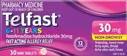 Discount Drug Stores Telfast 6-11 Years Allergy Relief 30mg 30 Mini Tablets offer