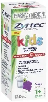 Discount Drug Stores Zyrtec Kids Allergy & Hayfever Relief Grape Flavour Oral Liquid offer