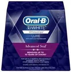Discount Drug Stores Oral-B 3D White Luxe Whitestrips Advanced Seal 14 Treatments Pack offer