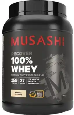 Amcal Pharmacies Musashi 100% Whey Vanilla Flavour offer