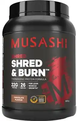 Amcal Pharmacies Musashi Shred & Burn Chocolate Flavour offer