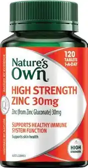 Amcal Pharmacies Nature’s Own High Strength Zinc 30mg 120 Tablets offer