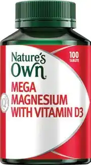 Amcal Pharmacies Nature’s Own Mega Magnesium with Vitamin D3 100 Tablets offer