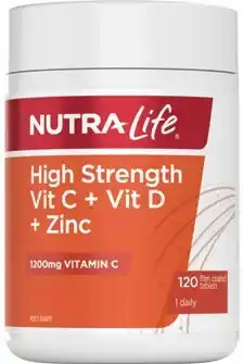 Discount Drug Stores Nutra-Life High Strength Vit C + Vit D + Zinc 120 Tablets offer