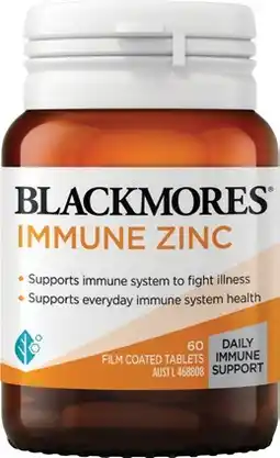 Amcal Pharmacies Blackmores Immune Zinc 60 Tablets offer