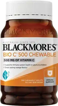 Amcal Pharmacies Blackmores Bio C 500 Chewable 500mg 200 Tablets offer