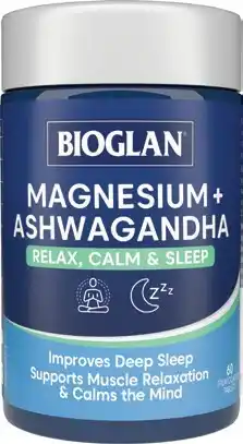 Amcal Pharmacies Bioglan Magnesium + Ashwagandha Relax, Calm & Sleep 60 Capsules offer