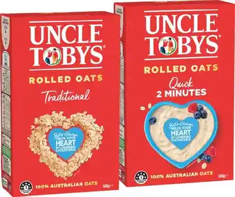 IGA Uncle Tobys Traditional or Quick Rolled Oats 500g offer