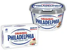 IGA Philadelphia Cream Cheese Block or Spreadable Tub 250g Selected Varieties offer