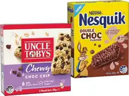 IGA Nestlé Nesquik Bar, Uncle Tobys Muesli Bars 5-6 Pack or Roll-Ups 6 Pack Selected Varieties offer
