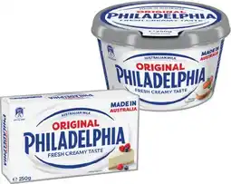 IGA Philadelphia Cream Cheese Block or Spreadable Tub 250g Selected Varieties offer