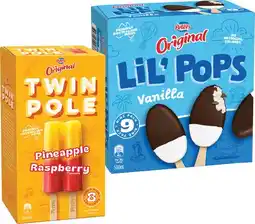 IGA Peters Original Twin Pole 8 Pack or LiL’ Pops Ice Cream 9 Pack Selected Varieties offer