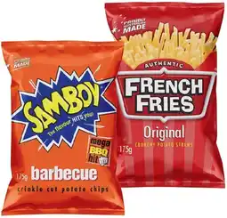 IGA French Fries or Samboy Potato Chips 175g Selected Varieties offer