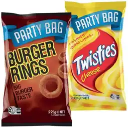IGA Burger Rings 220g, Twisties 125-270g or Cheestos 150-250g Selected Varieties offer