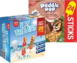 IGA Streets Icy Treats 26 Pack or Paddle Pop Frozen Dessert Chocolate 24 Pack offer