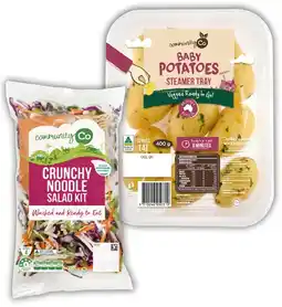 IGA Community Co Crunchy Noodle Salad Kit 450g or Baby Potatoes with Herb Butter 400g offer