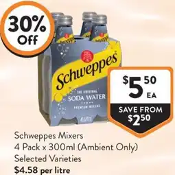 Foodworks Schweppes Mixers offer