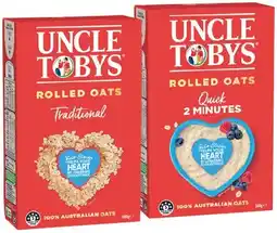 IGA NEW Uncle Tobys Traditional or Quick Rolled Oats 500g offer