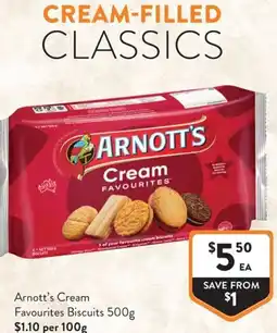 Foodworks Arnott's Cream Favourites Biscuits offer
