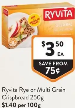 Foodworks Ryvita Rye or Multi Grain Crispbread offer