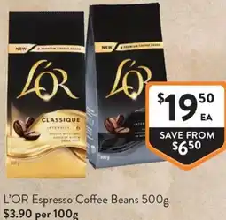 Foodworks L'OR Espresso Coffee Beans offer